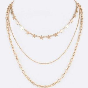 J. Elise Boutique Gold Dainty Star Mix Chain Layer Fashion Necklace